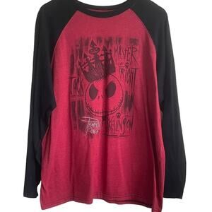 Y2K‎ Disney Pumpkin King Top XL Red Crew Neck Movie Graphic Fan Halloween Retro